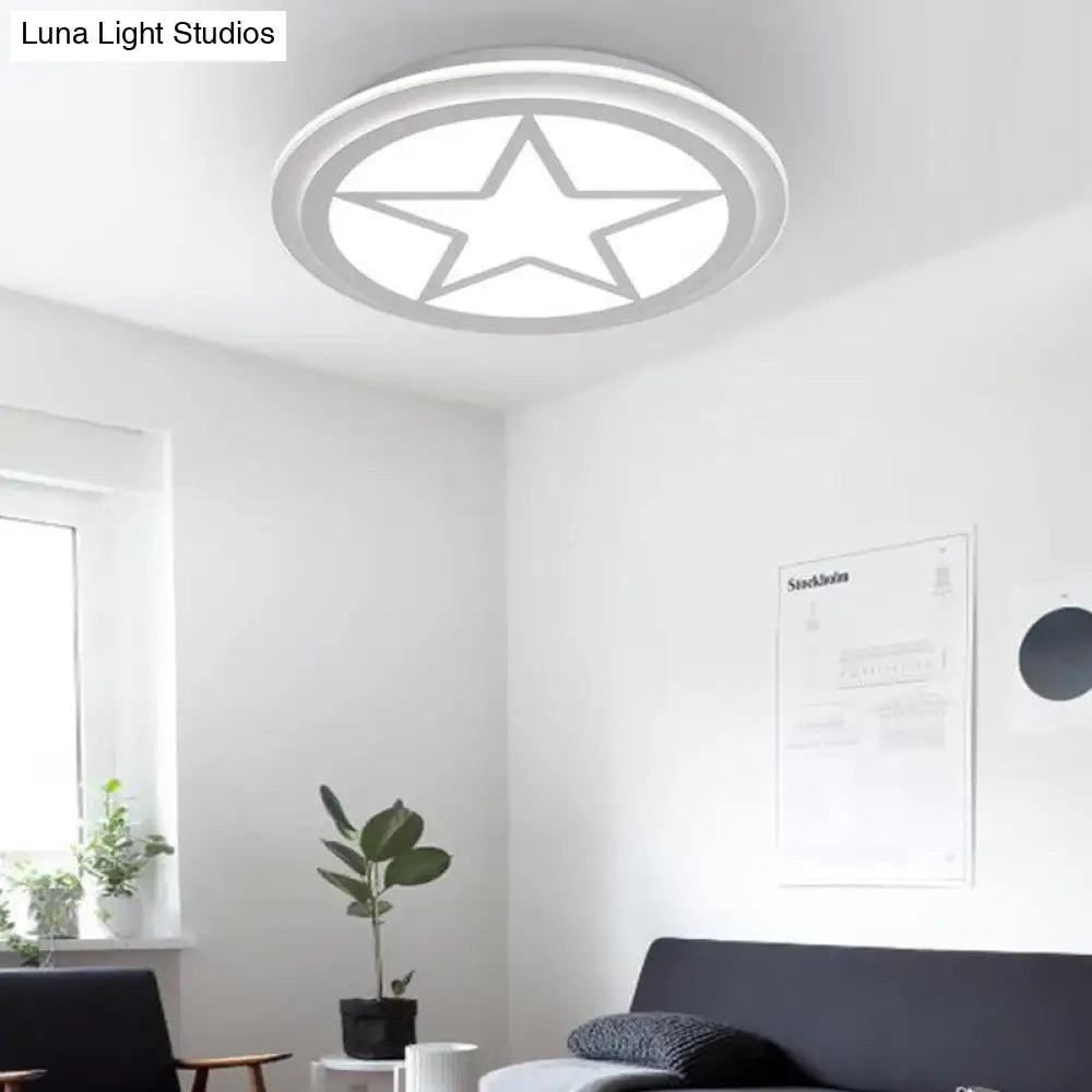 Modern White Acrylic Star Ceiling Light For Childrens Bedroom / 16.5