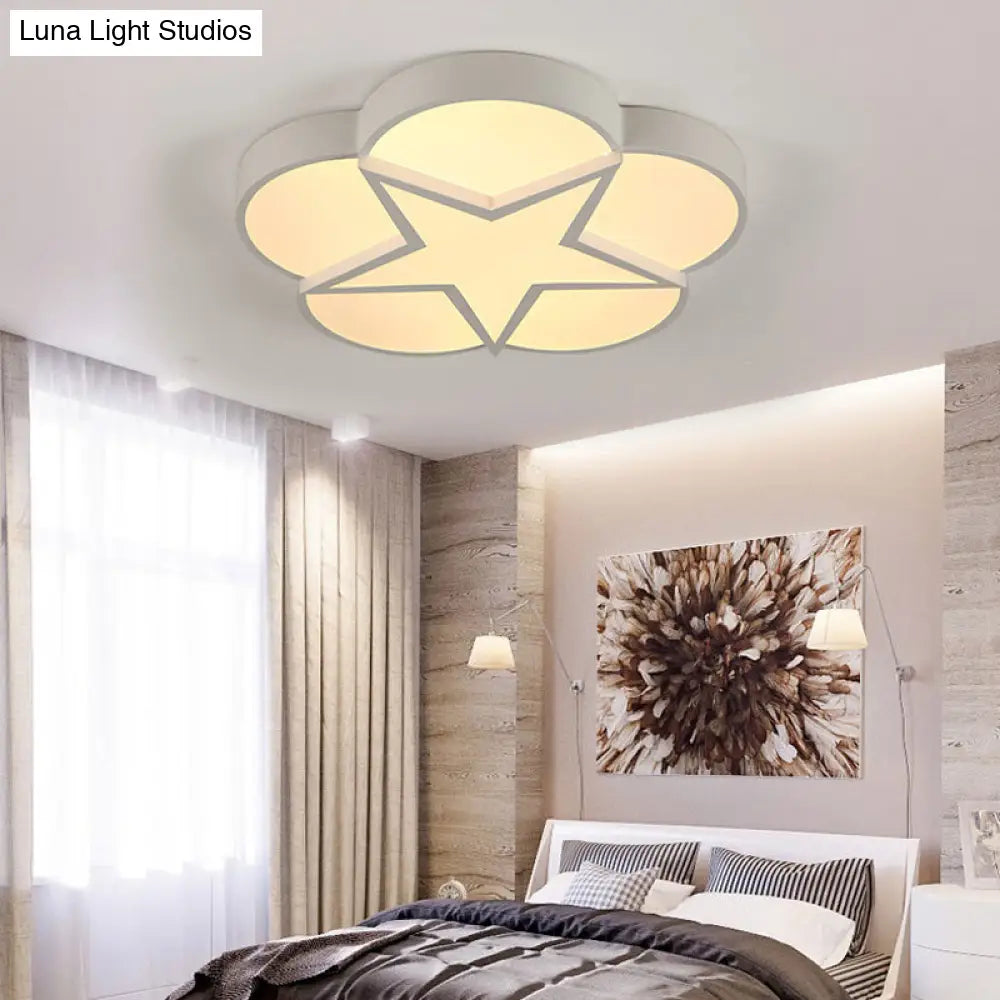 Modern White Acrylic Star Flush Mount Ceiling Light For Bedroom