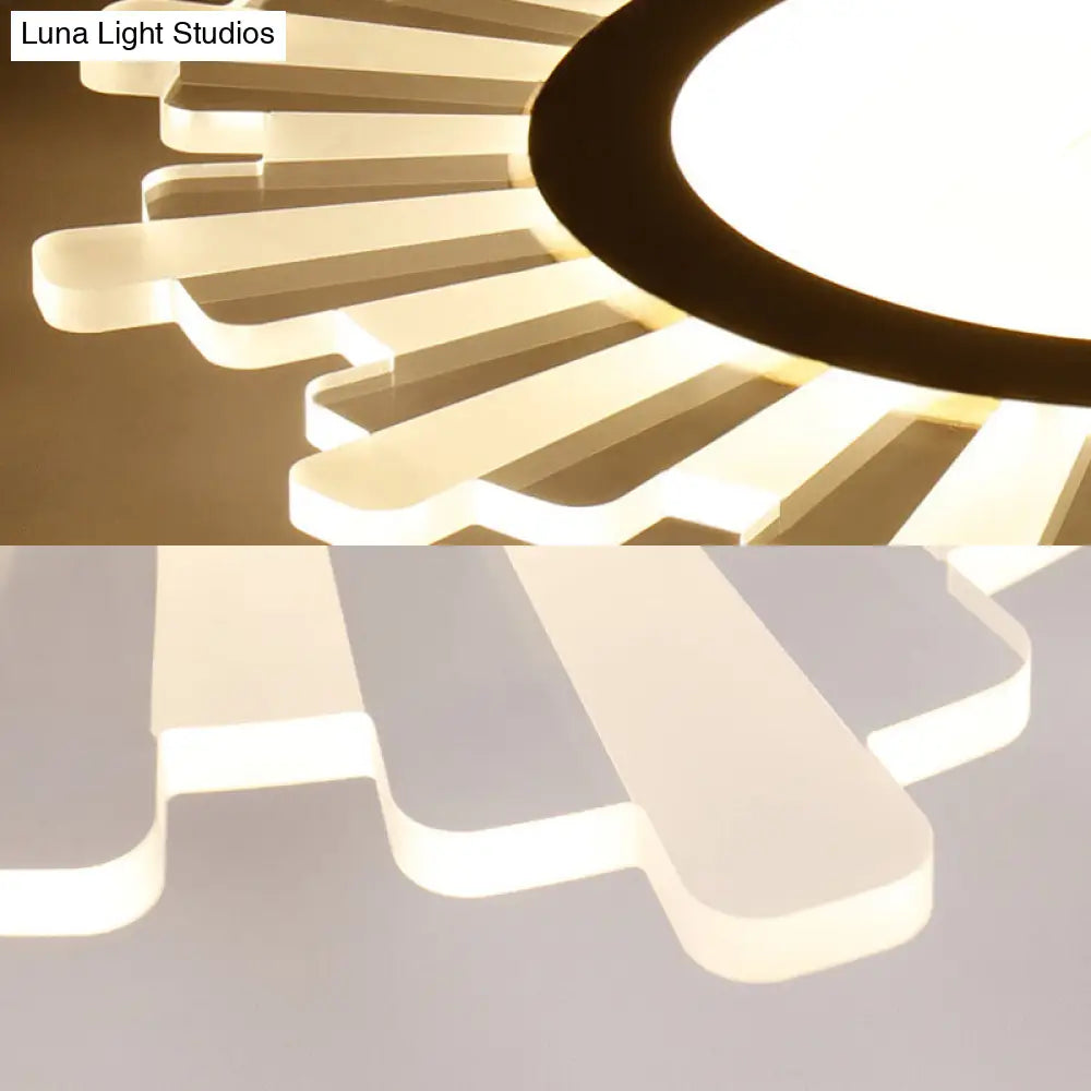 Modern White Acrylic Sun Shape Flush Light - Office Ceiling Mount