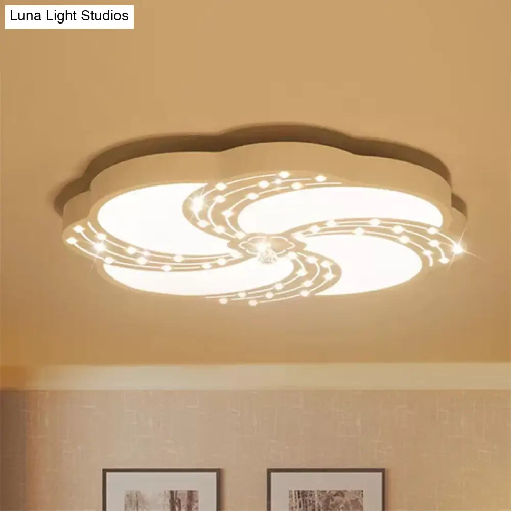 Modern White Acrylic Swirl Flushmount Lights - 18/19.5/31.5 Creative Flush Mount Light For Bedroom