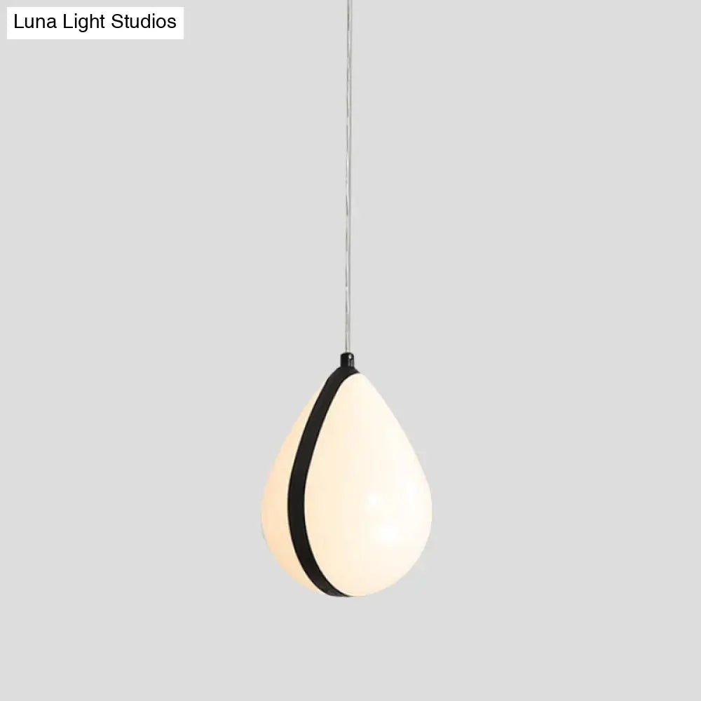 Modern White And Black Waterdrop Hanging Light - 1 Acrylic Led Pendant Lamp In White/Warm