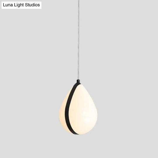 Modern White And Black Waterdrop Hanging Light - 1 Acrylic Led Pendant Lamp In White/Warm