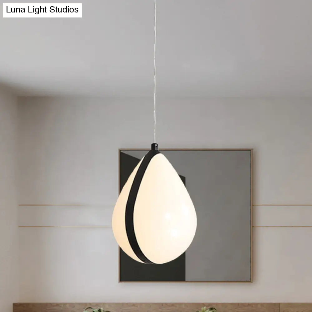 Modern White And Black Waterdrop Led Pendant Lamp With Acrylic Shade In White/Warm Light Black-White