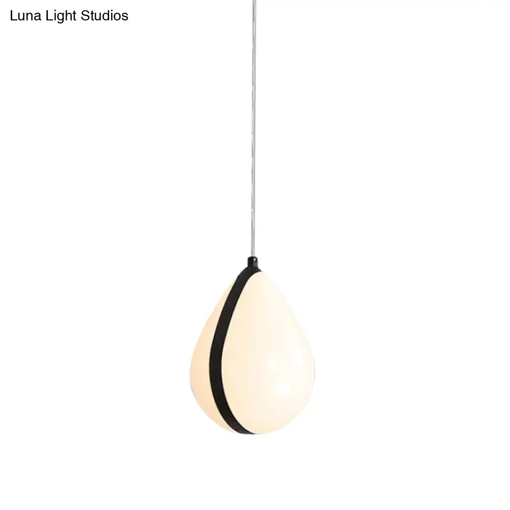 Modern White And Black Waterdrop Hanging Light - 1 Acrylic Led Pendant Lamp In White/Warm