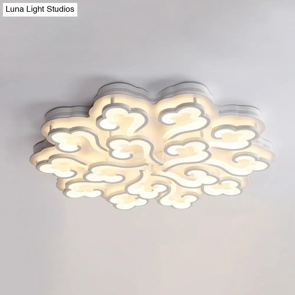 Modern White Auspicious Cloud Led Semi Flush Acrylic Ceiling Light For Living Room