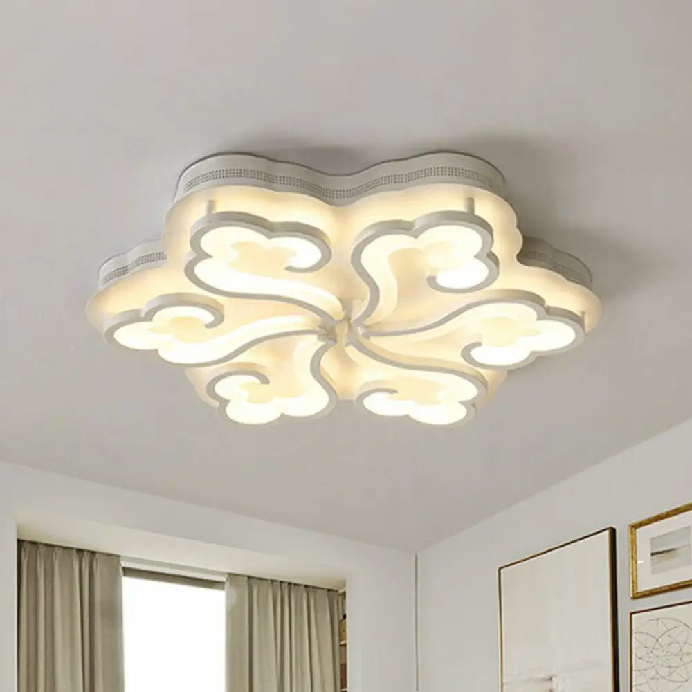 Modern White Auspicious Cloud Led Semi Flush Acrylic Ceiling Light For Living Room 6 / Warm