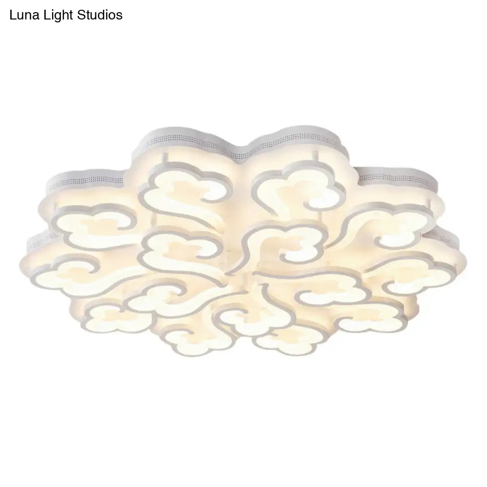 Modern White Auspicious Cloud Led Semi Flush Acrylic Ceiling Light For Living Room