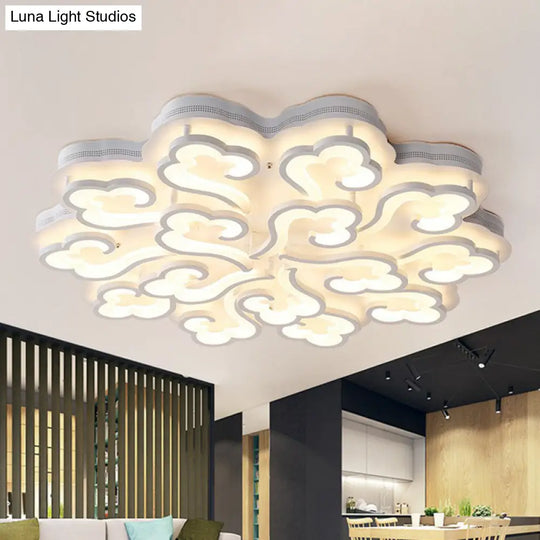 Modern White Auspicious Cloud Led Semi Flush Acrylic Ceiling Light For Living Room