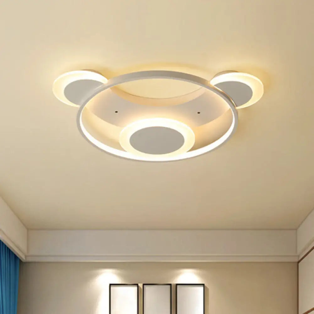 Modern White Bear Shaped Led Ceiling Light / 18’ Warm