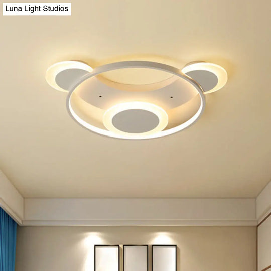 Modern White Bear Shaped Led Ceiling Light / 18 Warm