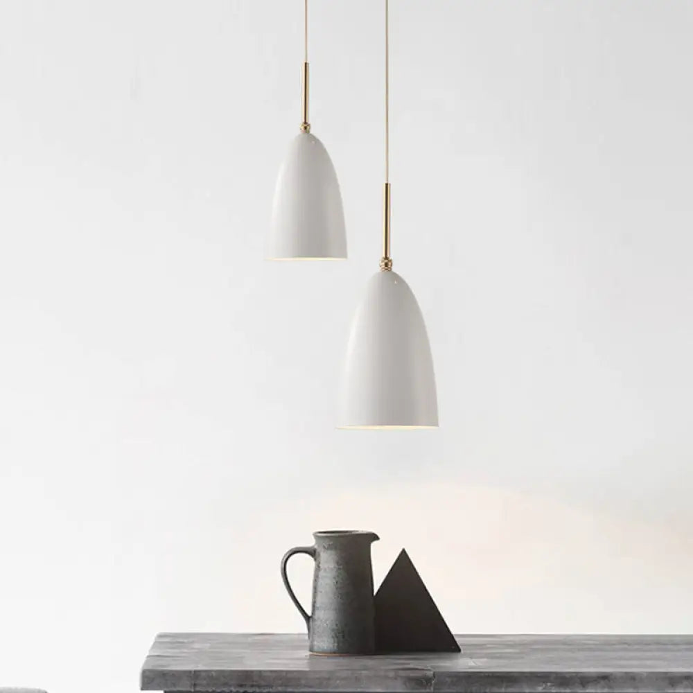 Modern White Bedroom Pendant Light With Iron Shade