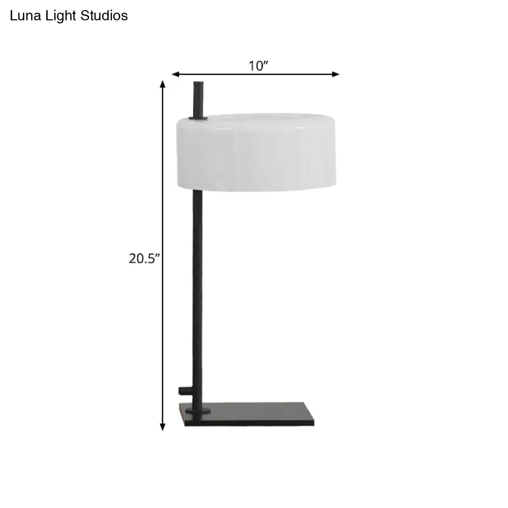 Modern White & Black Desk Lamp With Metal Drum Shade - Perfect For Living Room