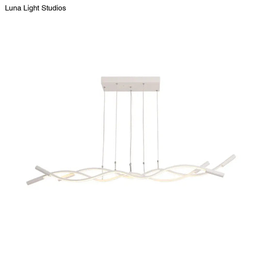 Modern White/Black Linear Chandelier With 3 Lights Acrylic Led Ceiling Lamp In White/Warm Light