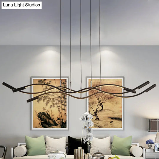 Modern White/Black Linear Chandelier With 3 Lights Acrylic Led Ceiling Lamp In White/Warm Light