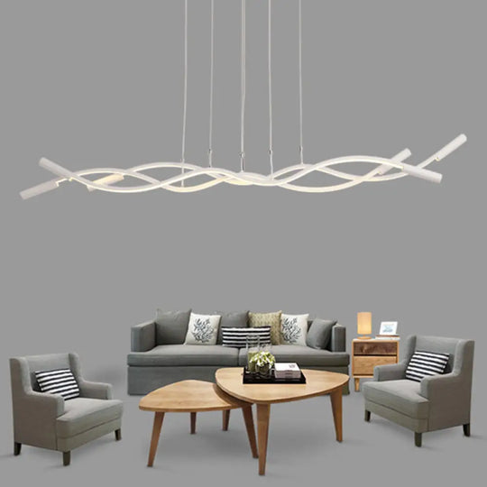 Modern White/Black Linear Chandelier With 3 Lights Acrylic Led Ceiling Lamp In White/Warm Light