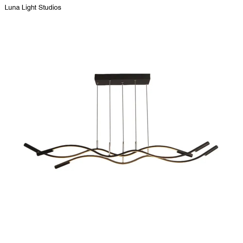 Modern White/Black Linear Chandelier With 3 Led Lights And Acrylic Fixture In White/Warm Light