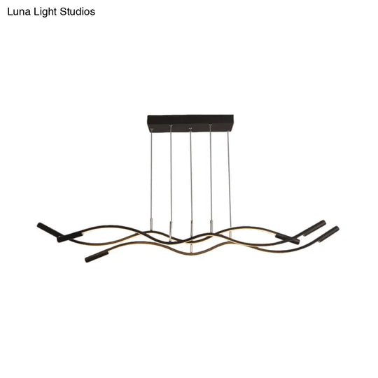 Modern White/Black Linear Chandelier With 3 Lights Acrylic Led Ceiling Lamp In White/Warm Light