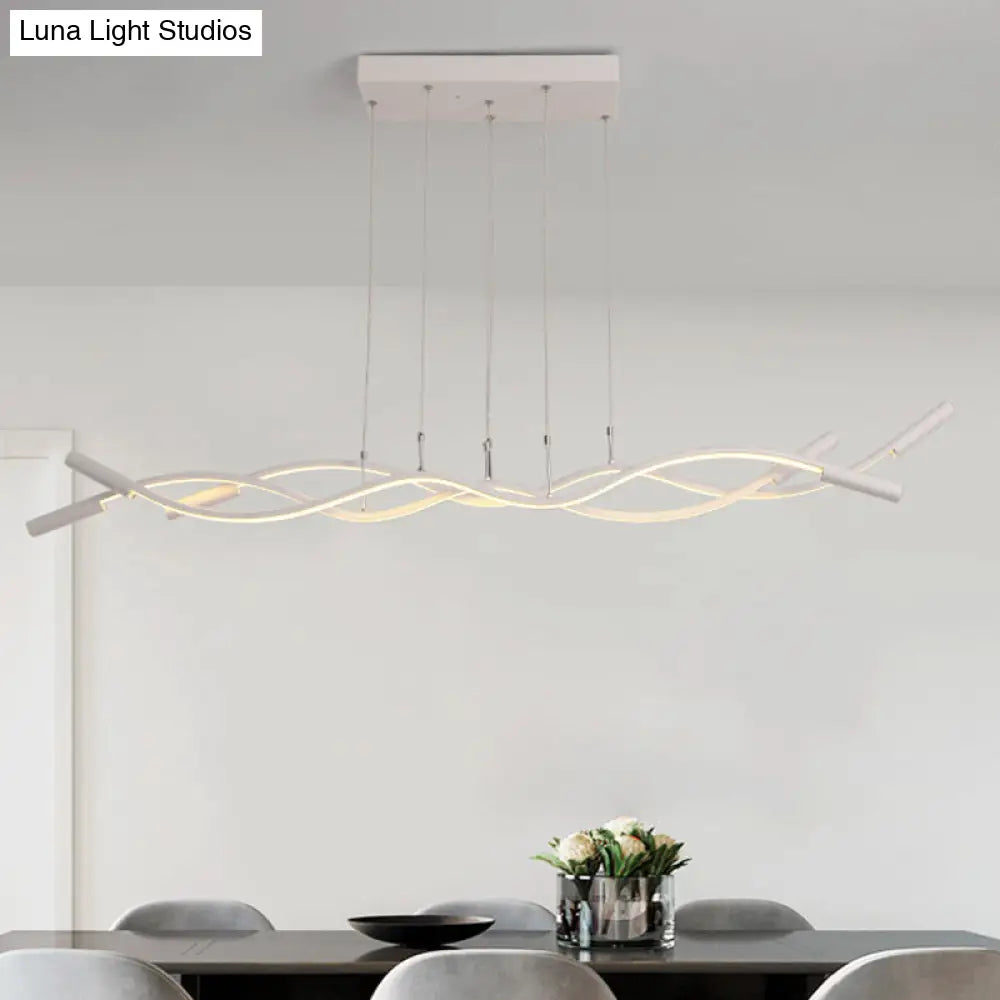 Modern White/Black Linear Chandelier With 3 Led Lights And Acrylic Fixture In White/Warm Light