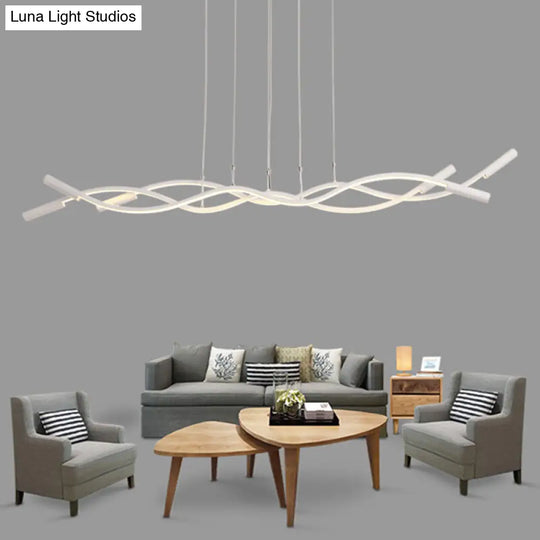 Modern White/Black Linear Chandelier With 3 Led Lights And Acrylic Fixture In White/Warm Light White