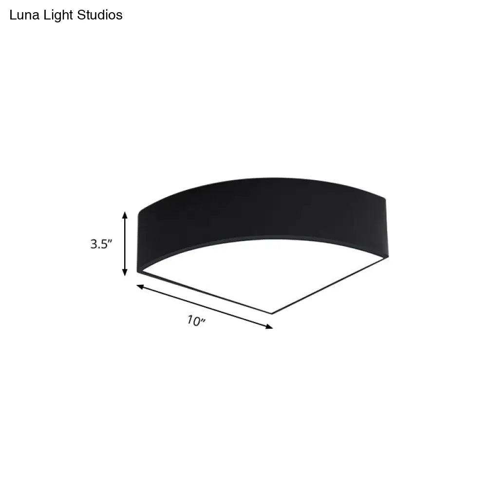 Modern White/Black Sector Flush Led Ceiling Light - Metal Mount 10/12/14 Wide