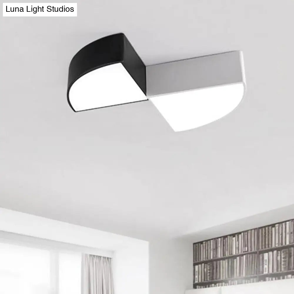 Modern White/Black Sector Flush Led Ceiling Light - Metal Mount 10/12/14 Wide Black / 8