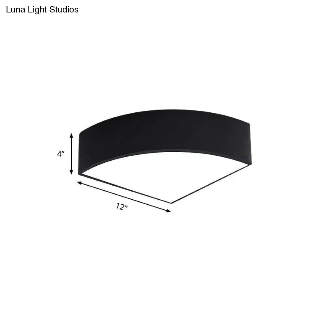 Modern White/Black Sector Flush Led Ceiling Light - Metal Mount 10/12/14 Wide