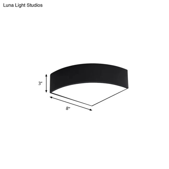 Modern White/Black Sector Flush Led Ceiling Light - Metal Mount 10/12/14 Wide