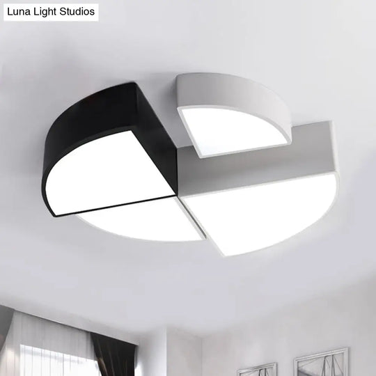 Modern White/Black Sector Flush Led Ceiling Light - Metal Mount 10/12/14 Wide