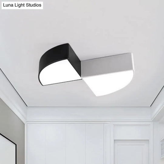 Modern White/Black Sector Flush Led Ceiling Light - Metal Mount 10/12/14 Wide