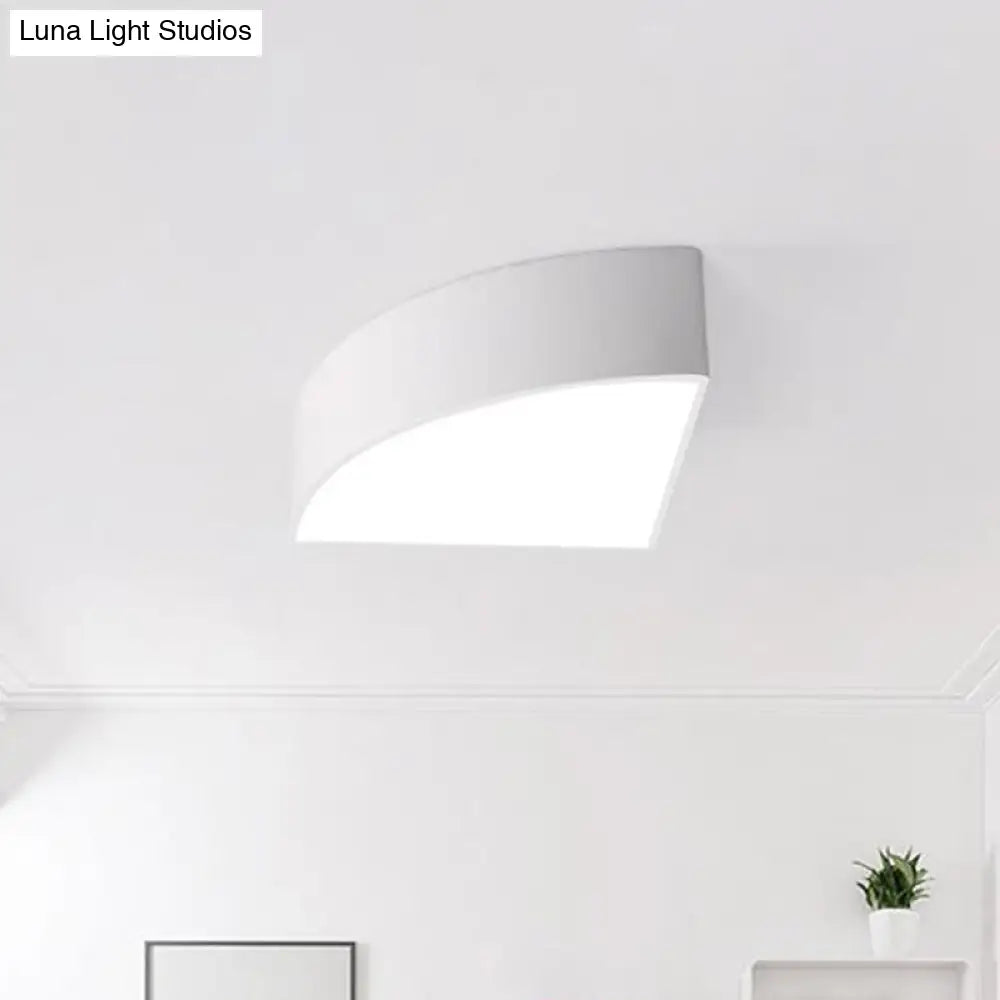 Modern White/Black Sector Flush Led Ceiling Light - Metal Mount 10/12/14 Wide