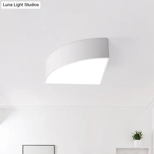 Modern White/Black Sector Flush Led Ceiling Light - Metal Mount 10/12/14 Wide