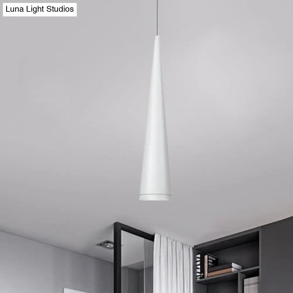 Modern White/Black Tapered Hanging Led Pendant Light For Dining Room With Warm White Illumination /