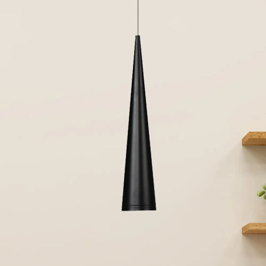 Modern White/Black Tapered Led Pendant Light For Dining Room - Metal Fixture In White/Warm Black /