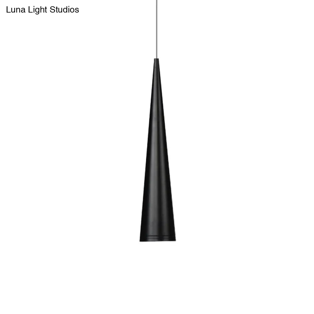 Modern White/Black Tapered Led Pendant Light For Dining Room - Metal Fixture In White/Warm