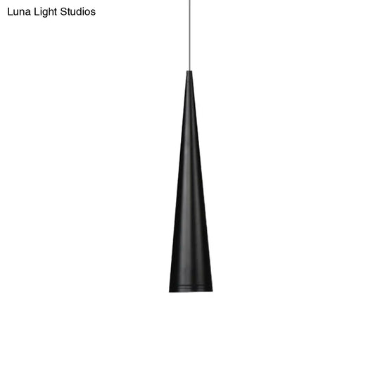 Modern White/Black Tapered Led Pendant Light For Dining Room - Metal Fixture In White/Warm