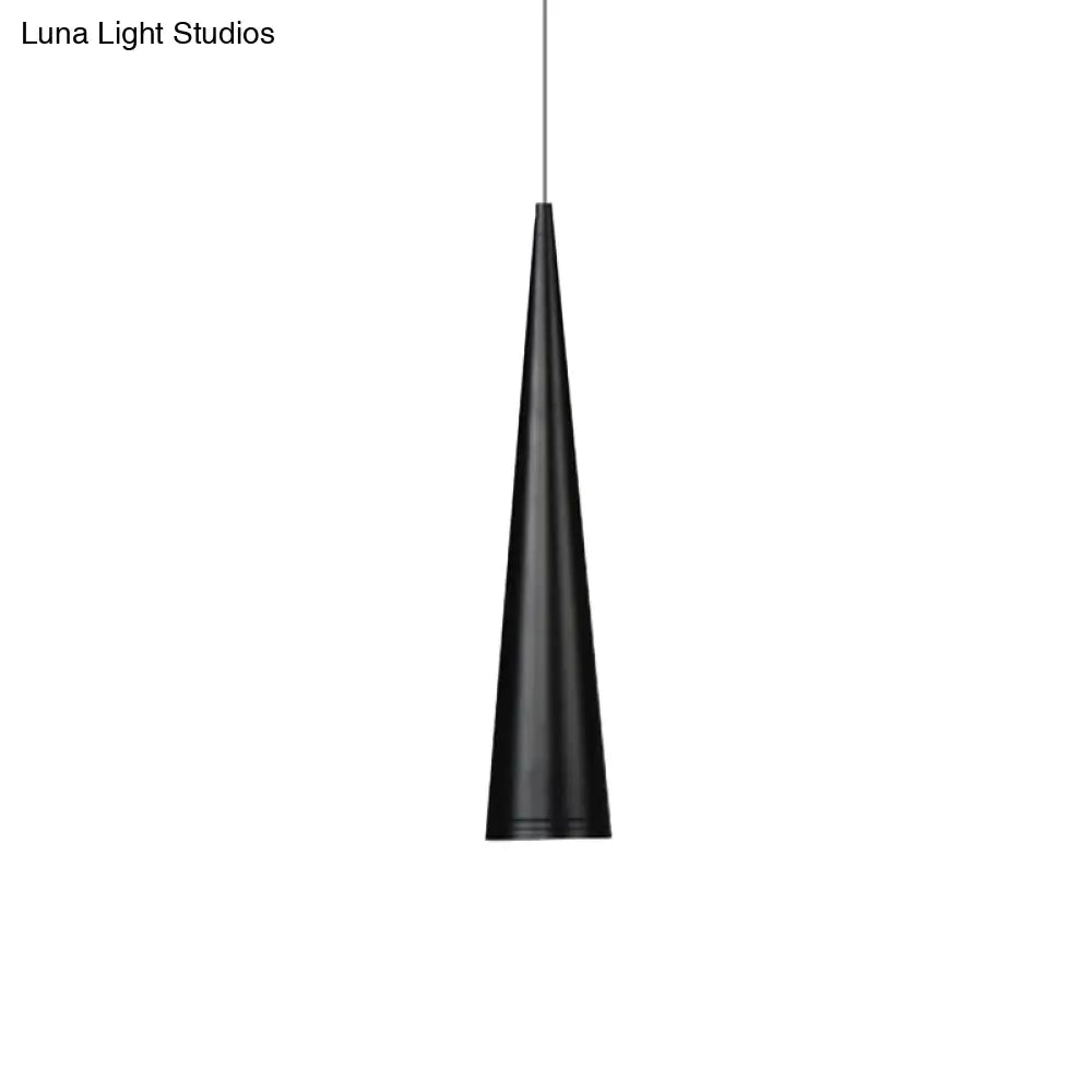 Modern White/Black Tapered Hanging Led Pendant Light For Dining Room With Warm White Illumination