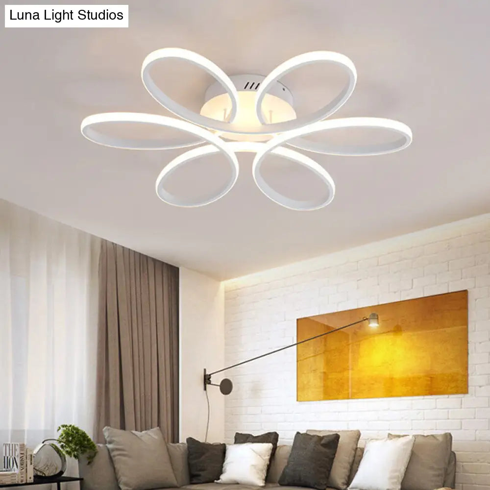 Modern White Blossom Flush-Mount Led Ceiling Lamp (23/29 Inches) For Living Room / 23