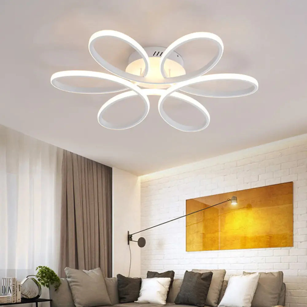 Modern White Blossom Flush-Mount Led Ceiling Lamp (23/29 Inches) For Living Room / 23’