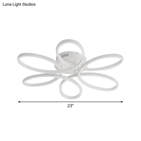 Modern White Blossom Flush-Mount Led Ceiling Lamp (23/29 Inches) For Living Room