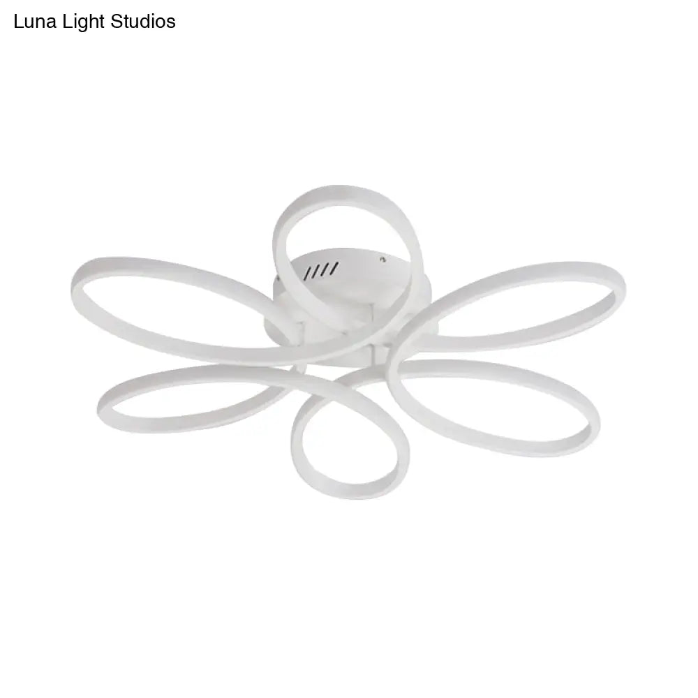 Modern White Blossom Flush-Mount Led Ceiling Lamp (23/29 Inches) For Living Room