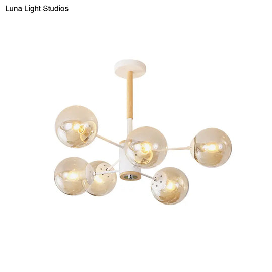 Modern White/Blue/Amber Glass Pendant Chandelier: Spherical Shade 6/8/9 Light Hanging Lamp