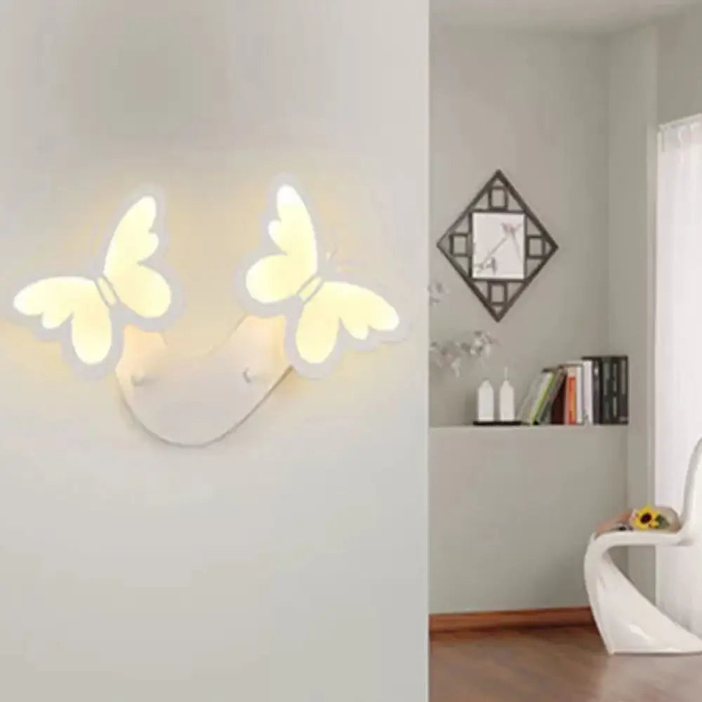 Modern White Butterfly Wall Sconce: Romantic Acrylic Light For Foyer