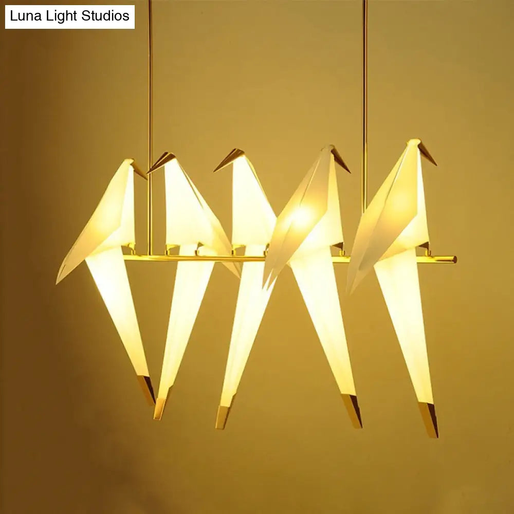 Modern White Chandelier Led Ceiling Light Fixture - Bird Shaped Design Ideal For Restaurants

This