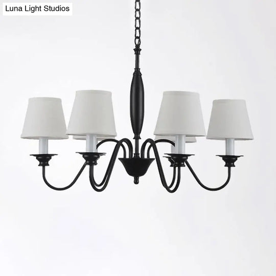 Modern White Chandelier With 6-Light Fabric Suspension - Perfect For Dining Room