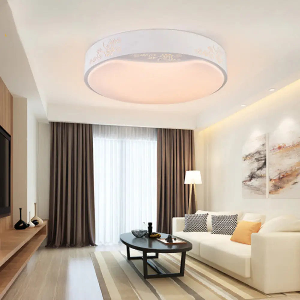 Modern White Circle Flush Mount Led Ceiling Light Fixture For Living Room - 16.5’/20.5’ Dia / 16.5’