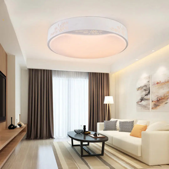 Modern White Circle Flush Mount Led Ceiling Light Fixture For Living Room - 16.5’/20.5’ Dia / 16.5’