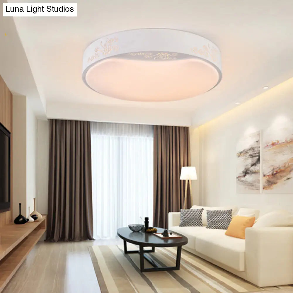 Modern White Circle Flush Mount Led Ceiling Light Fixture For Living Room - 16.5/20.5 Dia / 16.5