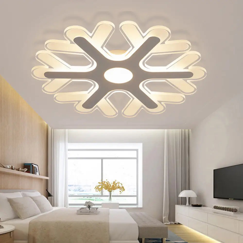 Modern White Coral Flush Ceiling Light With Led Acrylic Lamp In 3 Color Options / 16’