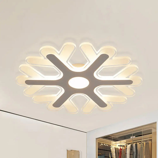 Modern White Coral Flush Ceiling Light With Led Acrylic Lamp In 3 Color Options / 16’ Warm