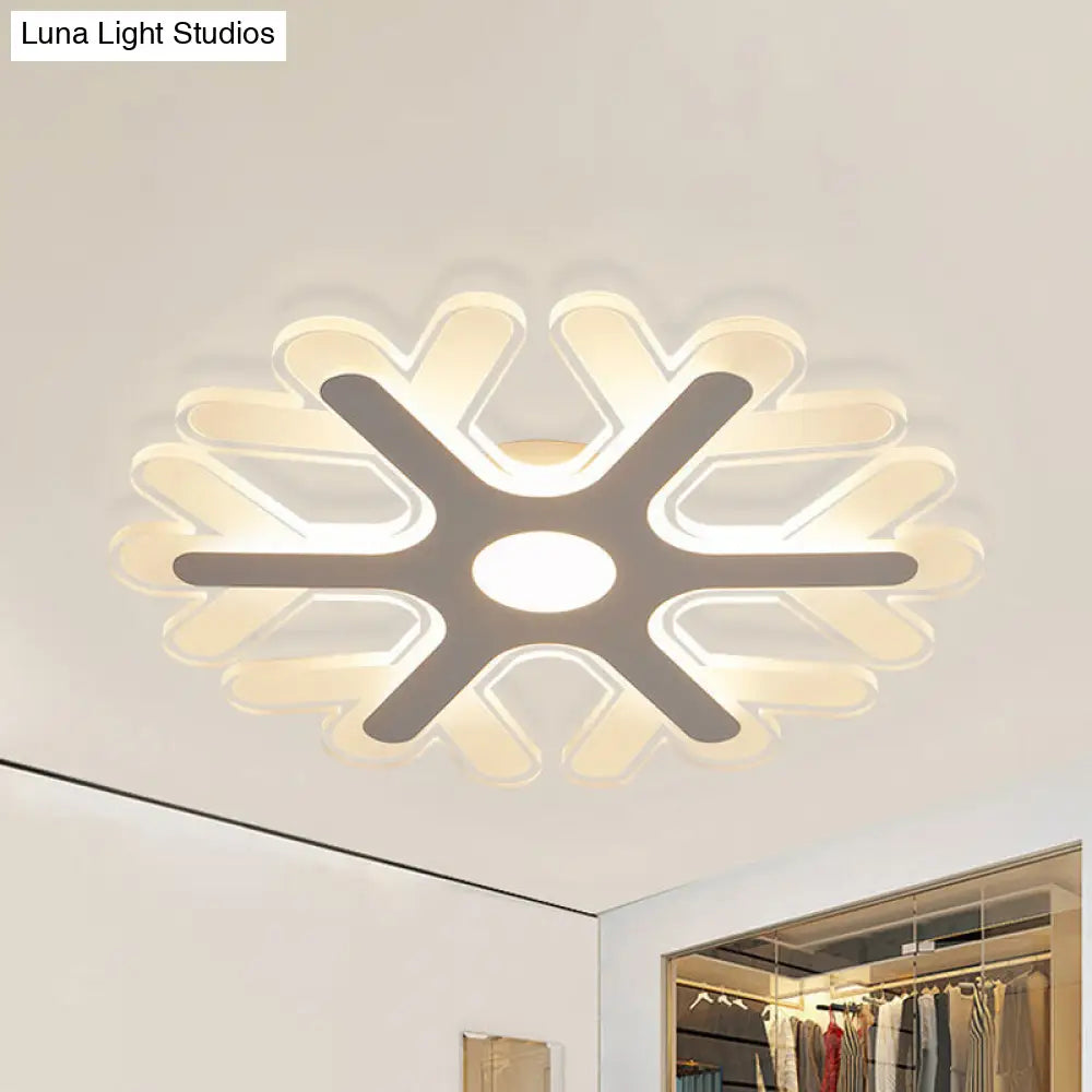Modern White Coral Flush Ceiling Light With Led Acrylic Lamp In 3 Color Options / 16 Warm